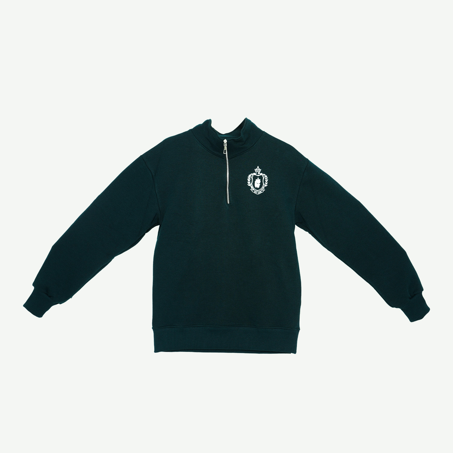 SWEATER MOCK NECK ZIPPER GREEN