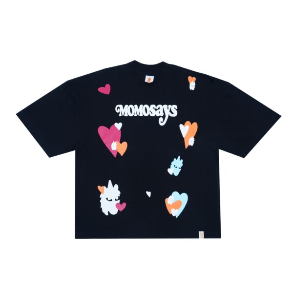 BOXY CUT HEARTS BLACK