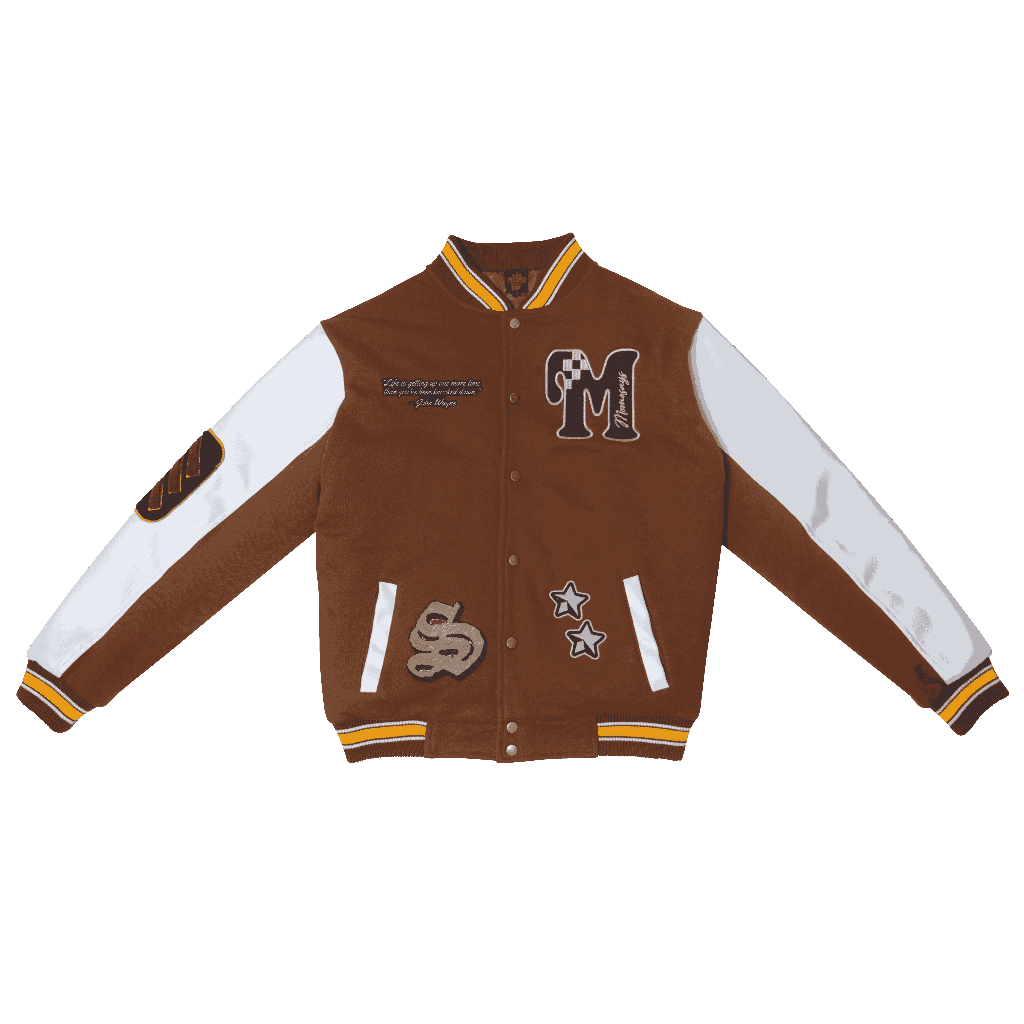 JAKET VARSITY COKLAT RETRO